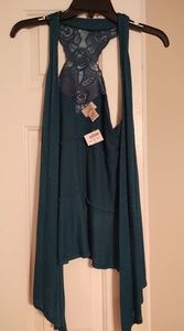 NWT Open front high-low vest